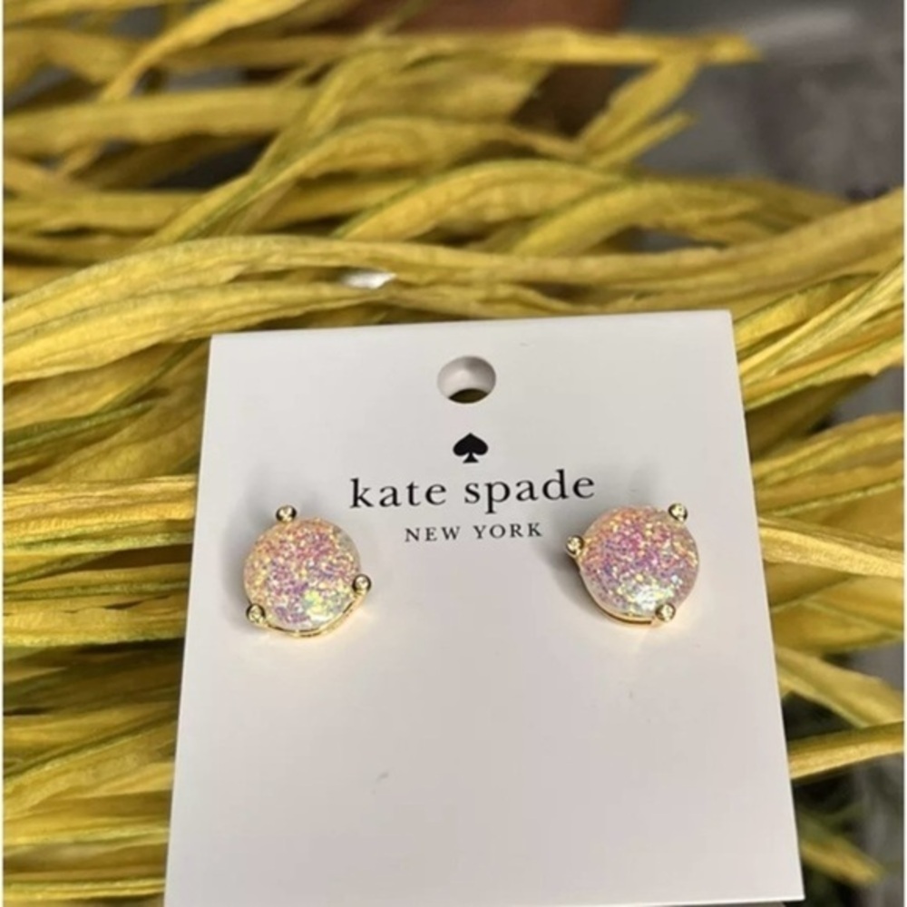 Kate Spade New York Rise & Shine Faux Opal Glitter Stud Earrings NWT
